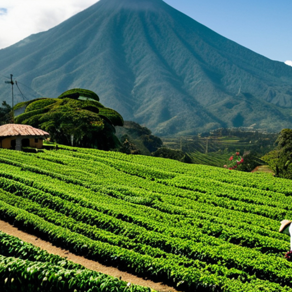 커피 원산지 탐방을 통한 문화 교류 - Antigua, Guatemala Coffee Farm**

"A lush, green coffee farm in Antigua, Guatemala, surrounded by vo...