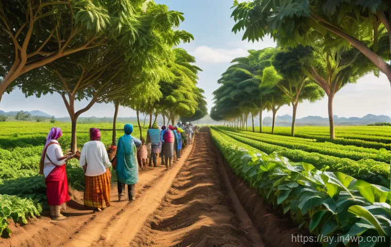 커피 원산지 탐방의 미래 전망 - A futuristic, clean-lined coffee shop interior where customers are interacting with holographic disp...