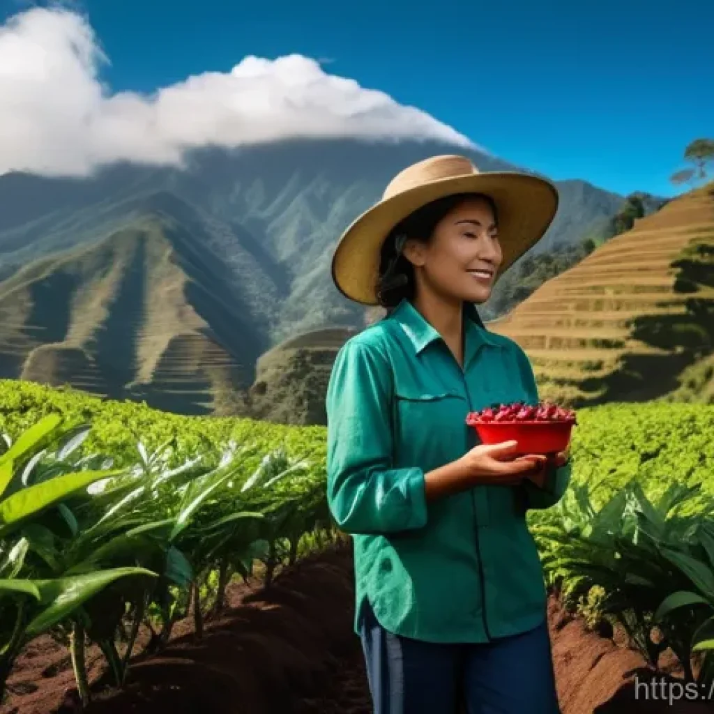커피 재배와 원산지의 관계 - A picturesque Colombian coffee farm nestled in the high-altitude Andean mountains. The scene feature...