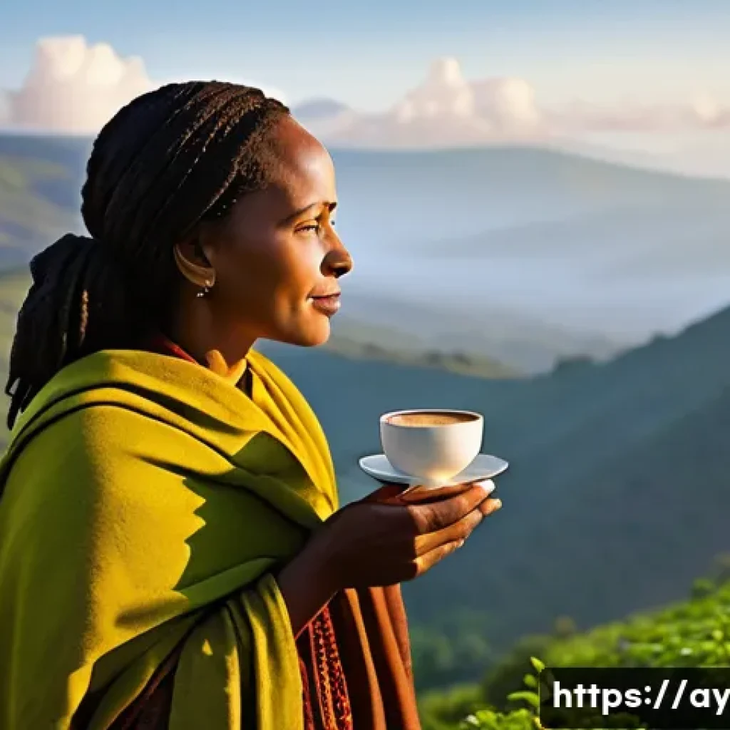 커피 원산지별 커피 맛의 차이점 - **Prompt for Ethiopian Coffee - "Palette of Coffee Flavors, Ethiopia's Blessing"**
    "A vibrant, p...